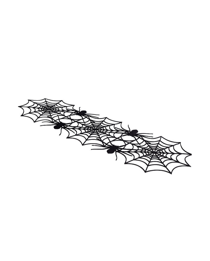 Black felt centrepiece with spiderwebs cm. 110x30 with label