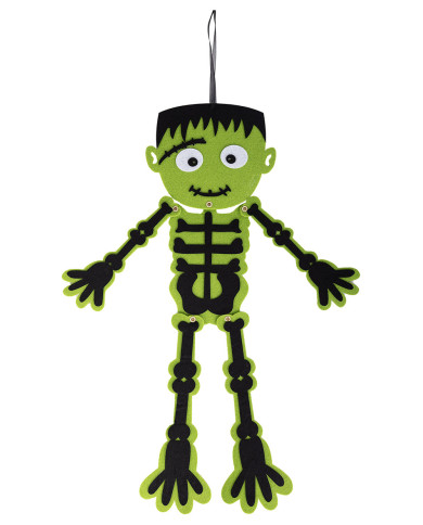 Esqueleto Frankenstein para colgar de fieltro de 50 cm de alto aprox. con etiqueta colgante/etiqueta adhesiva