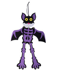 Squelette chauve-souris à suspendre en feutre, h. 50 cm env., avec étiquette volante / étiquette