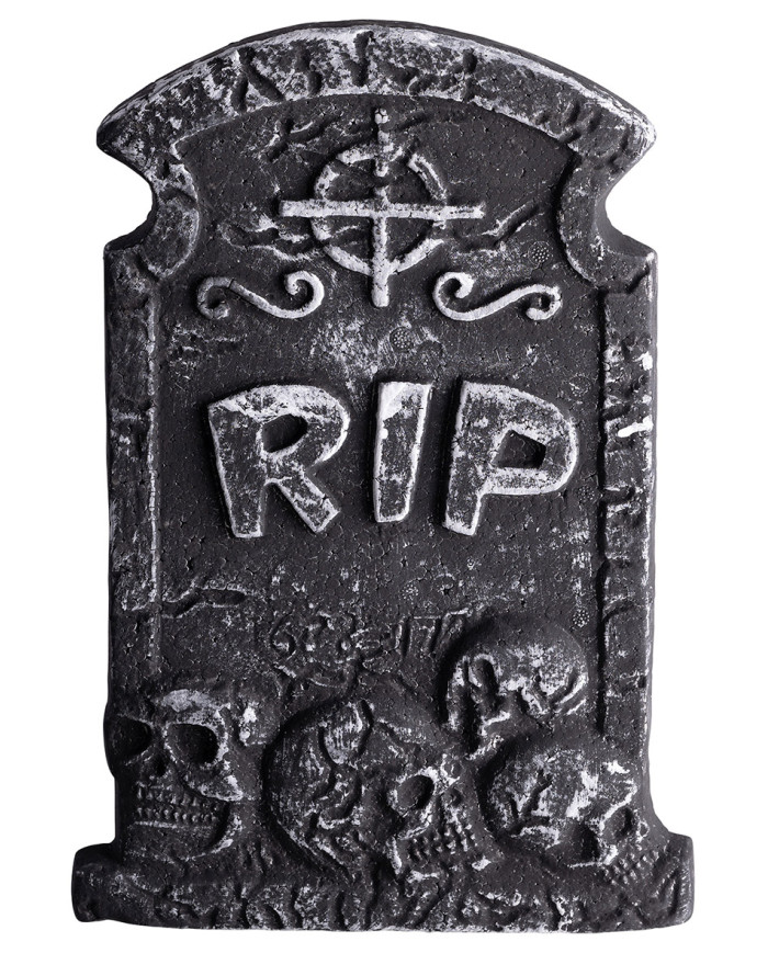 Lapide rip in polistirolo h.cm.36x25 ca. con cartellino/etichetta