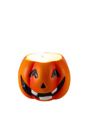 Calabaza de cerámica con vela de 7 cm de alto aprox. en expositor