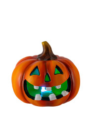 Ceramic pumpkin with led lights  h.cm. 11x13 (batteries included) in display box