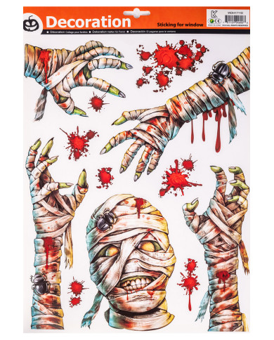 Vitrophanie halloween modèles assortis, h. 37x29 cm env., dans un sachet avec étiquette ferme-sachet