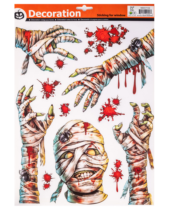 Vitrophanie halloween modèles assortis, h. 37x29 cm env., dans un sachet avec étiquette ferme-sachet