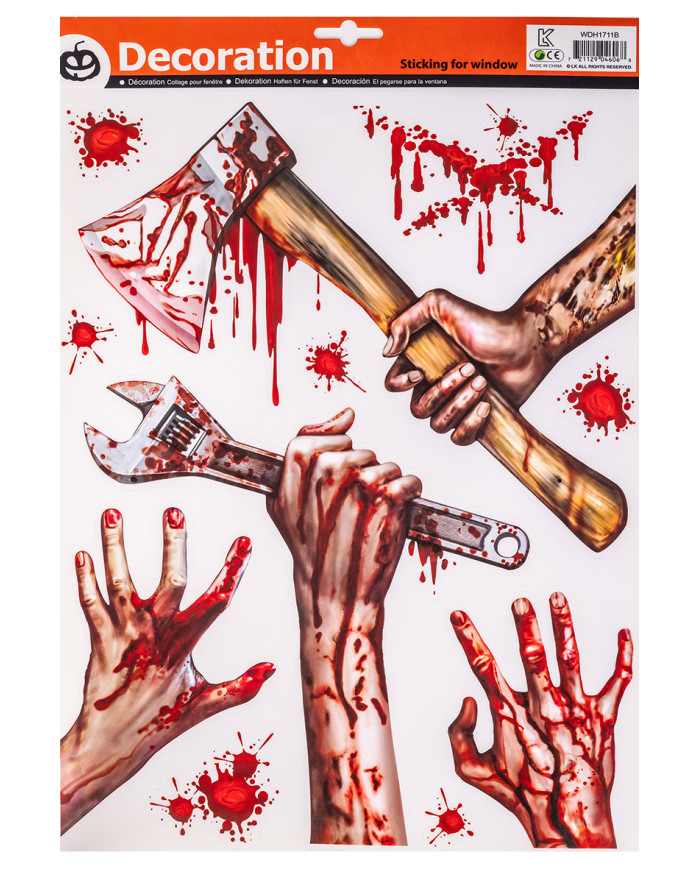 Pegatina para ventana/escaparate Halloween modelos surtidos de 37 cm de alto x 29 aprox. en bolsa con solapa de cartón