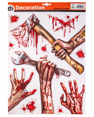 Vitrophanie halloween modèles assortis, h. 37x29 cm env., dans un sachet avec étiquette ferme-sachet