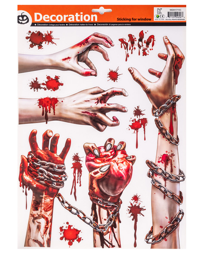 Vitrophanie halloween modèles assortis, h. 37x29 cm env., dans un sachet avec étiquette ferme-sachet