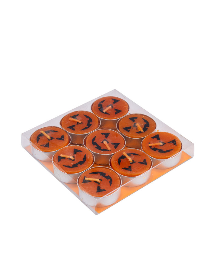 9 bougies halloween diam. 4 cm env., dans une boîte en PVC