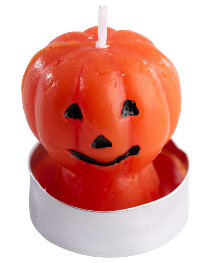 4 velas calabaza de 4,5 cm de diám. aprox. en caja de PVC