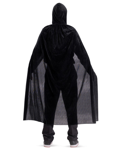 Cape en velours noir avec capuche, long. 130 cm env., dans un sachet avec crochet Cape en velours noir avec capuche, long. 130 cm env., dans un sachet avec crochet