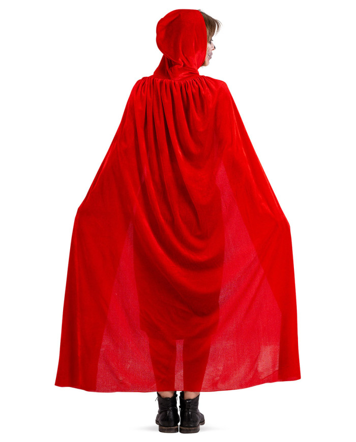 Capa de terciopelo rojo con capucha de 130 cm de largo aprox. en bolsa con gancho