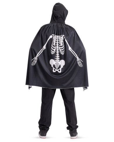 Cape en jersey avec squelette imprimé et capuche, long. 80 cm env., dans un sachet avec crochet Cape en jersey avec squelette imprimé et capuche, long. 80 cm env., dans un sachet avec crochet