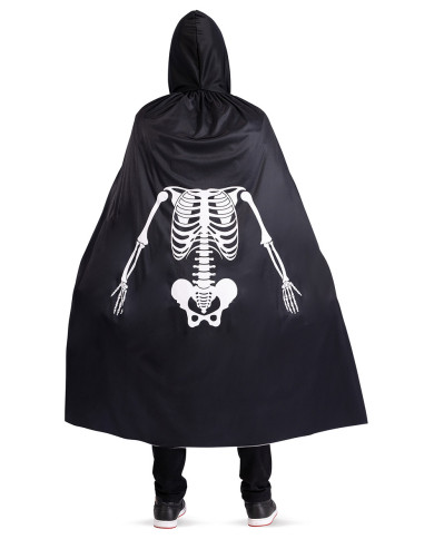 Cape en jersey avec squelette imprimé et capuche, long. 130 cm env., dans un sachet avec crochet Cape en jersey avec squelette imprimé et capuche, long. 130 cm env., dans un sachet avec crochet