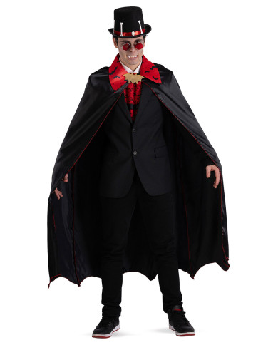 Cape en satin avec col et dessins imprimés, long. 140 cm env., dans un sachet avec crochet Cape en satin avec col et dessins imprimés, long. 140 cm env., dans un sachet avec crochet