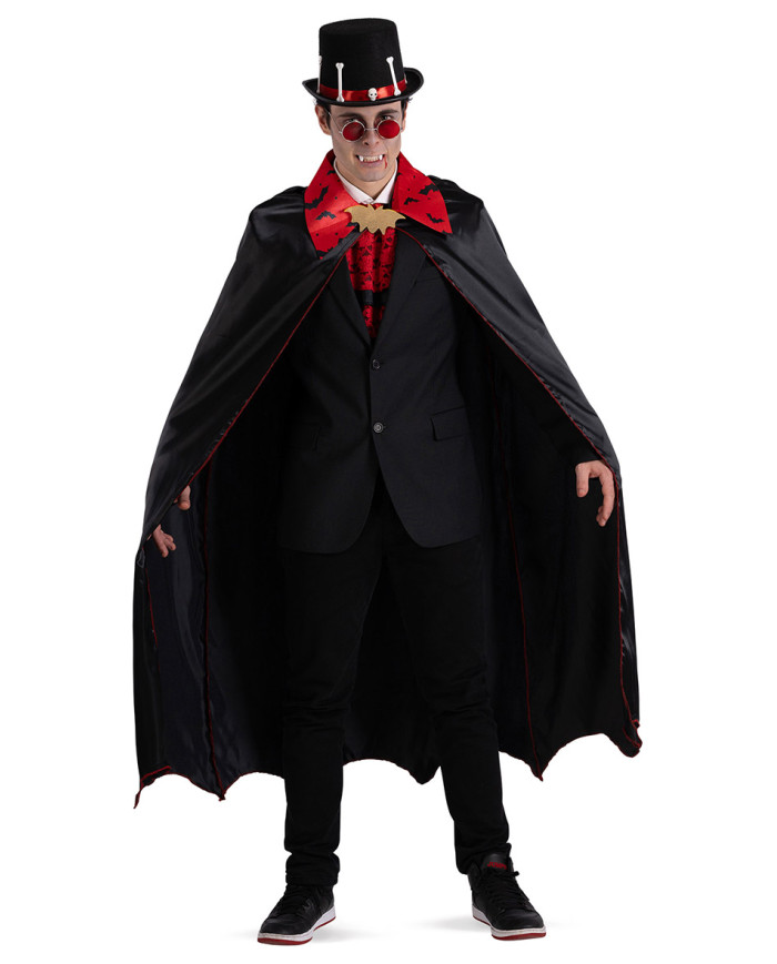 Satin cape with collar and printings length cm. 140 in bag / w hook