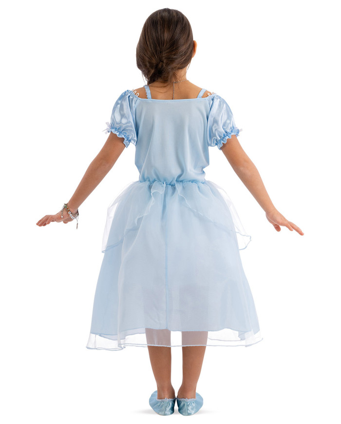 Light blue princess costume size iv in bag with hook