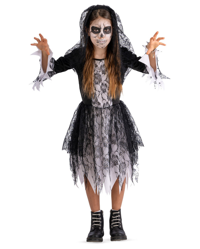 Costume sposa scheletro in busta con gancio