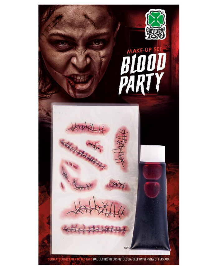 Set maquillaje de terror (tubo sangre 14 ml y tatuajes) en blíster Set maquillaje de terror (tubo sangre 14 ml y tatuajes) en blíster