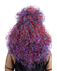 Purple and multicolor witch wig in box