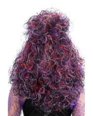 White and multicolor witch wig in box