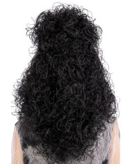 Black witch wig with spider web in box