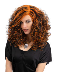 Black and orange wavy wig in box