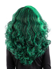 Black and green wavy wig in box