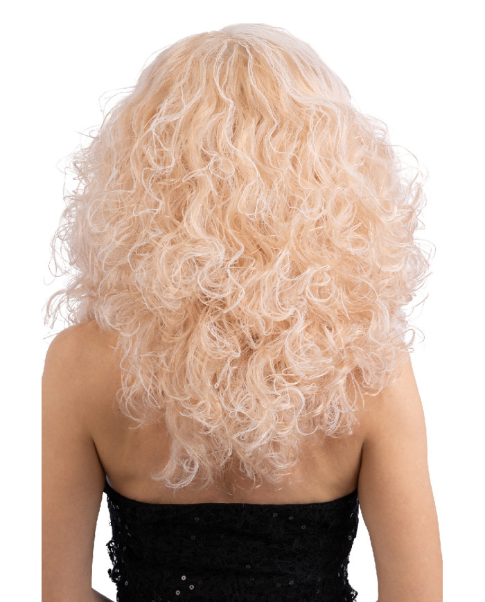 Perücke, gelockt, blond, in Koffer