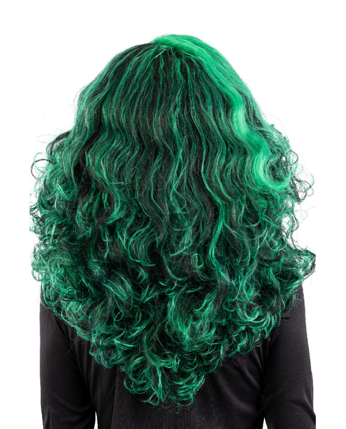 Black and green wavy wig in box