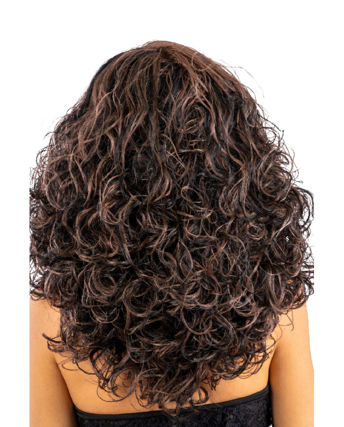 Brown and black wavy wig in box