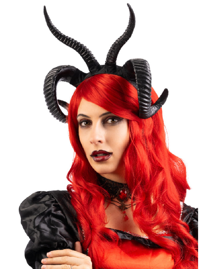 Diadema de cuernos de demonio negro con etiqueta colgante/etiqueta adhesiva Diadema de cuernos de demonio negro con etiqueta colgante/etiqueta adhesiva