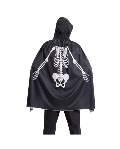 Cape en jersey avec squelette imprimé et capuche, long. 80 cm env., dans un sachet avec crochet Cape en jersey avec squelette imprimé et capuche, long. 80 cm env., dans un sachet avec crochet