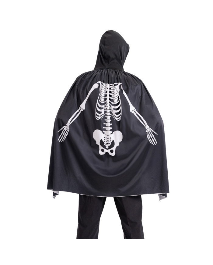 Jersey cape with skeleton printing and hood length cm. 80 in bag w/hook