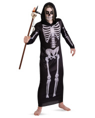 COSTUME TUNICA SCHELETRO CON CAPPUCCIO T.U. (M-L) IN BUSTA CON GANCIO