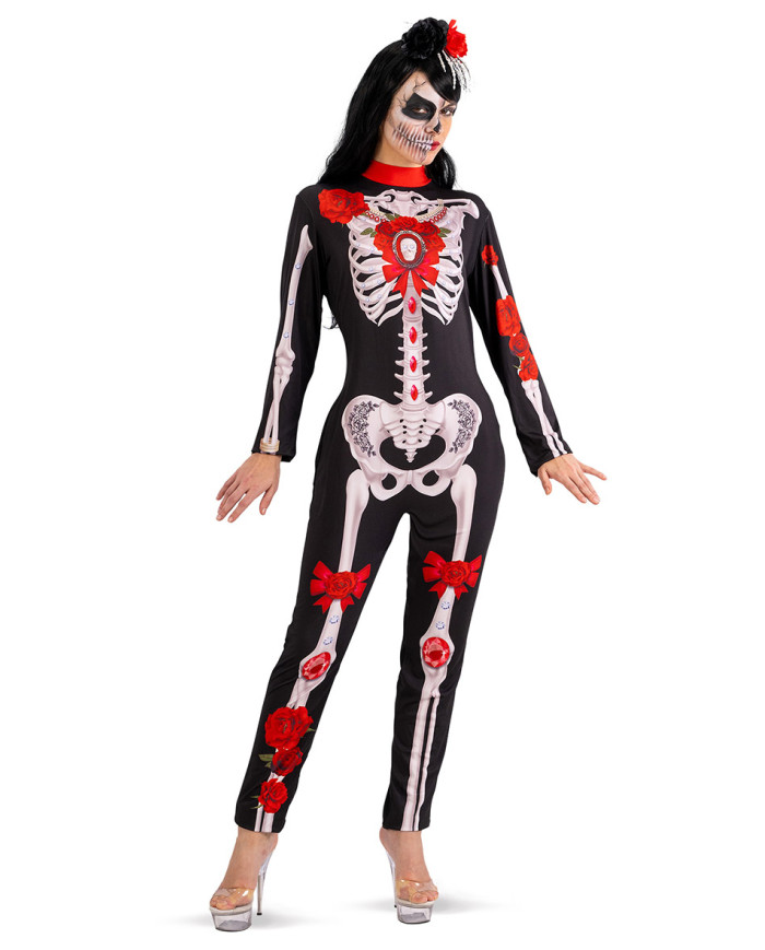 COSTUME TUTA SCHELETRO MESSICANO DONNA T.U. (S-M) IN BUSTA CON GANCIO