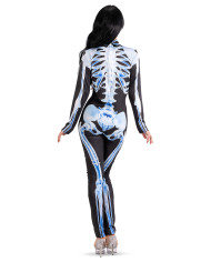 COSTUME TUTA SCHELETRO AZZURRO UNISEX T.U. (S-M) IN BUSTA CON GANCIO