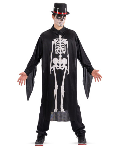 Disfraz túnica esqueleto talla única (S-M) en bolsa con gancho