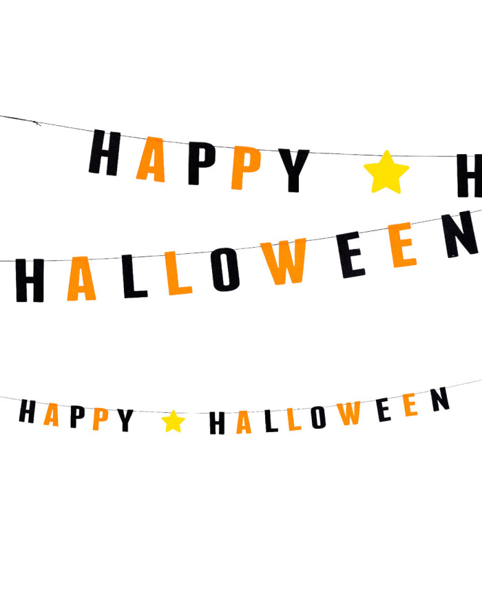 Girlande HAPPY HALLOWEEN aus Filz, ca. 120 cm lang in Beutel mit Aufhänger