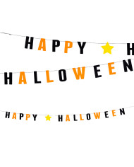 Girlande HAPPY HALLOWEEN aus Filz, ca. 120 cm lang in Beutel mit Aufhänger