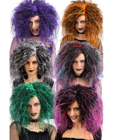 Peluca bruja en 6 colores surtidos en estuche Peluca bruja en 6 colores surtidos en estuche