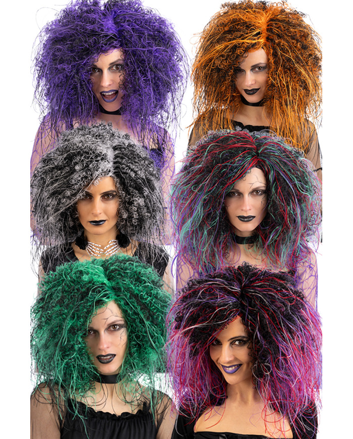 Witch wig in 6 assorted colors in box