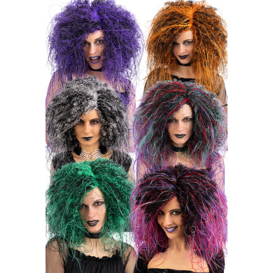Witch wig in 6 assorted colors in box