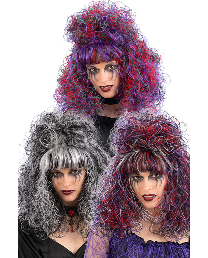 Witch wig in 3 assorted colors in box