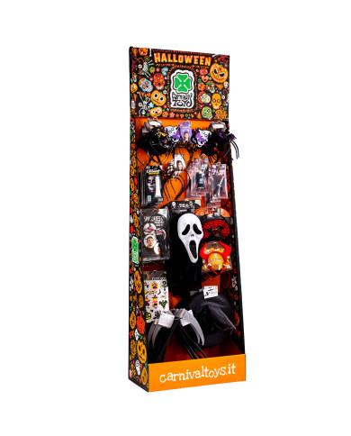 ACCESSORI HALLOWEEN  (PZ.140) MOD.ASS. IN ESPOSITORE H.CM.190XL.60XP.35 CA. ACCESSORI HALLOWEEN  (PZ.140) MOD.ASS. IN ESPOSITORE H.CM.190XL.60XP.35 CA.