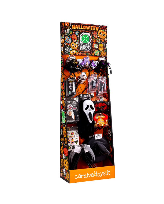 Assortiment Halloween sur un présentoir H.cm.190xL.60xP.35 environ (140 pcs)