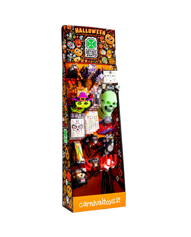 ACCESSORI HALLOWEEN  (PZ.144) MOD.ASS. IN ESPOSITORE H.CM.190XL.60XP.35 CA. ACCESSORI HALLOWEEN  (PZ.144) MOD.ASS. IN ESPOSITORE H.CM.190XL.60XP.35 CA.