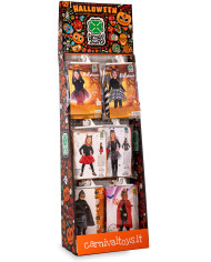 Assortiment ensemble déguisements Halloween sur un présentoir Assortiment ensemble déguisements Halloween sur un présentoir