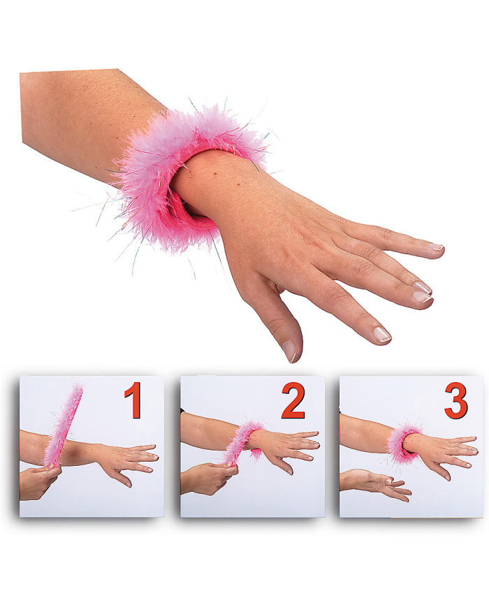 BRACCIALE ROSA A SCATTO C/MARABOUT SU