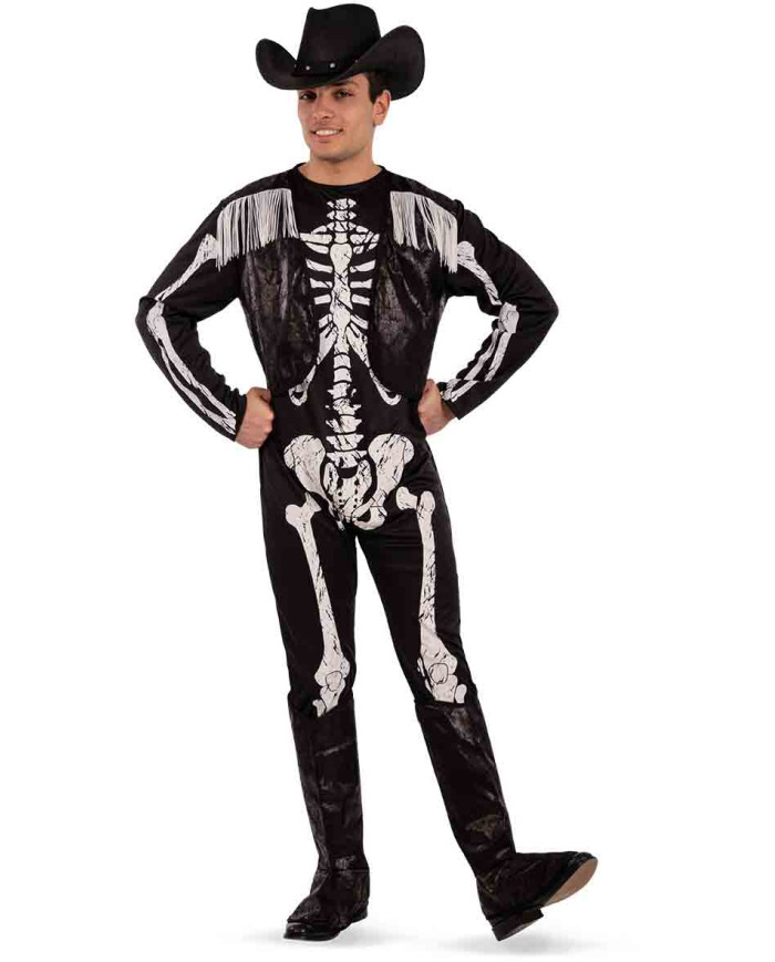 Skeleton Costume With Waistcoat And Coverboots on card in pb