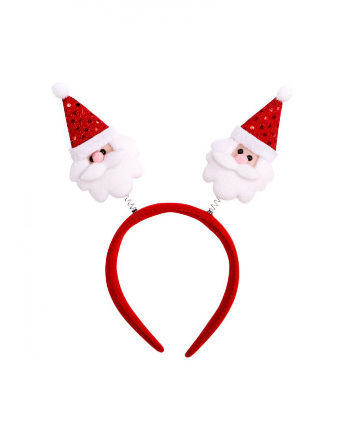 Headband with two hold Santa Claus faces decorated with